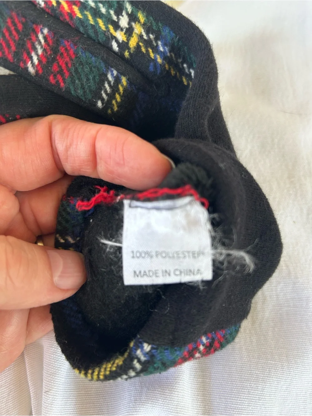 Plaid Wool Blend Men's Gloves with Button Detail - Black/Green/Red